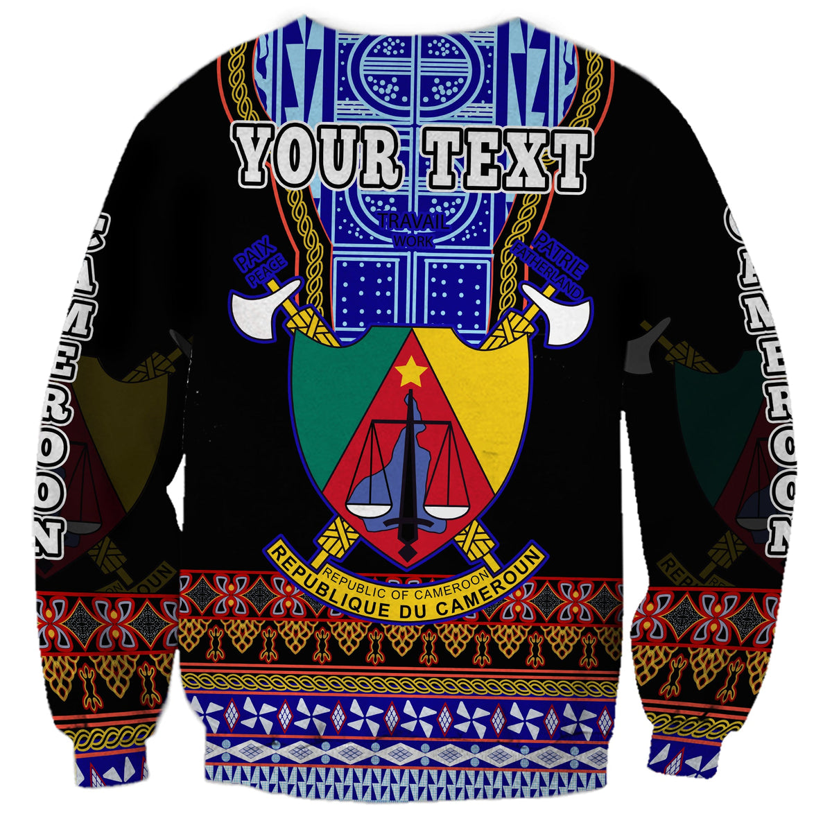 (Custom Personalised) Cameroon Sweatshirt Atoghu Pattern Black Style - Shopicos
