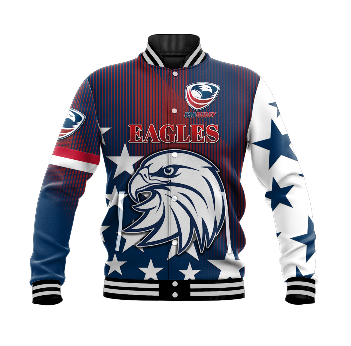 USA Rugby Baseball Jacket Original Vibes Blue LT8 - Shopicos