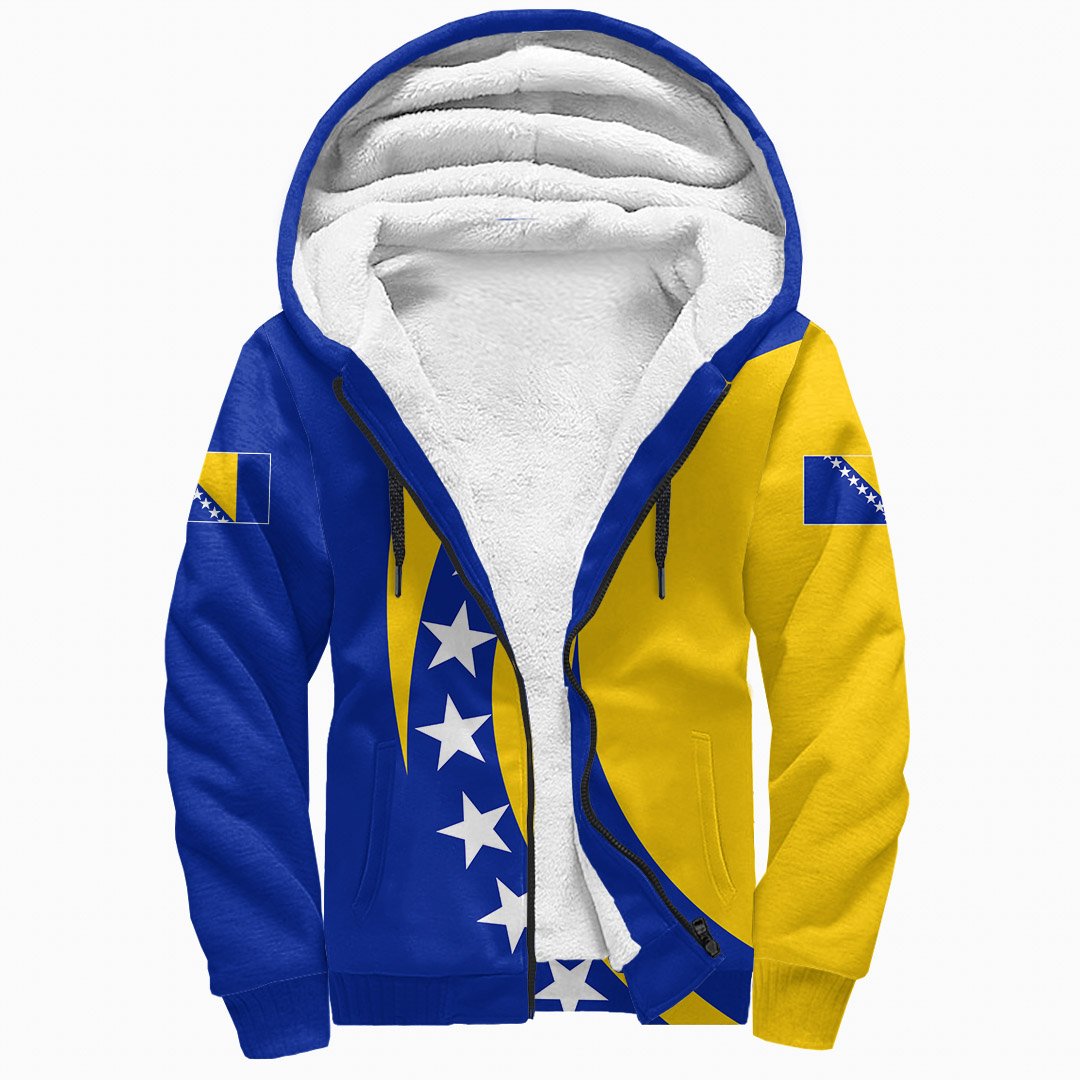 Bosnia And Herzegovina Sherpa Hoodie Half Cirlce - Shopicos