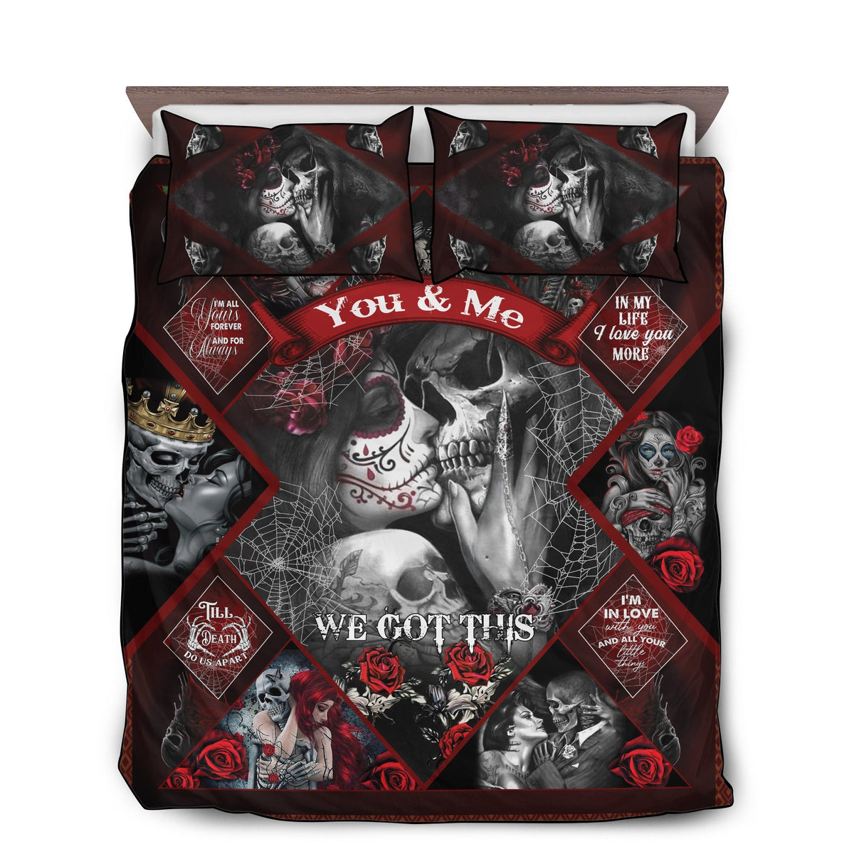 Skull Couple You And Me We Got This I Love You Bedding Set - Shopicos