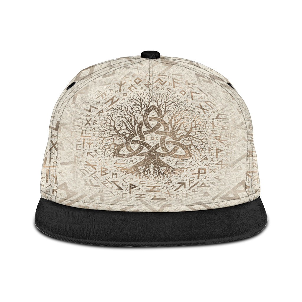 viking-snapback-hat-tree-of-life-with-triquetra-and-futhark-pastel-gold-snapback-hat