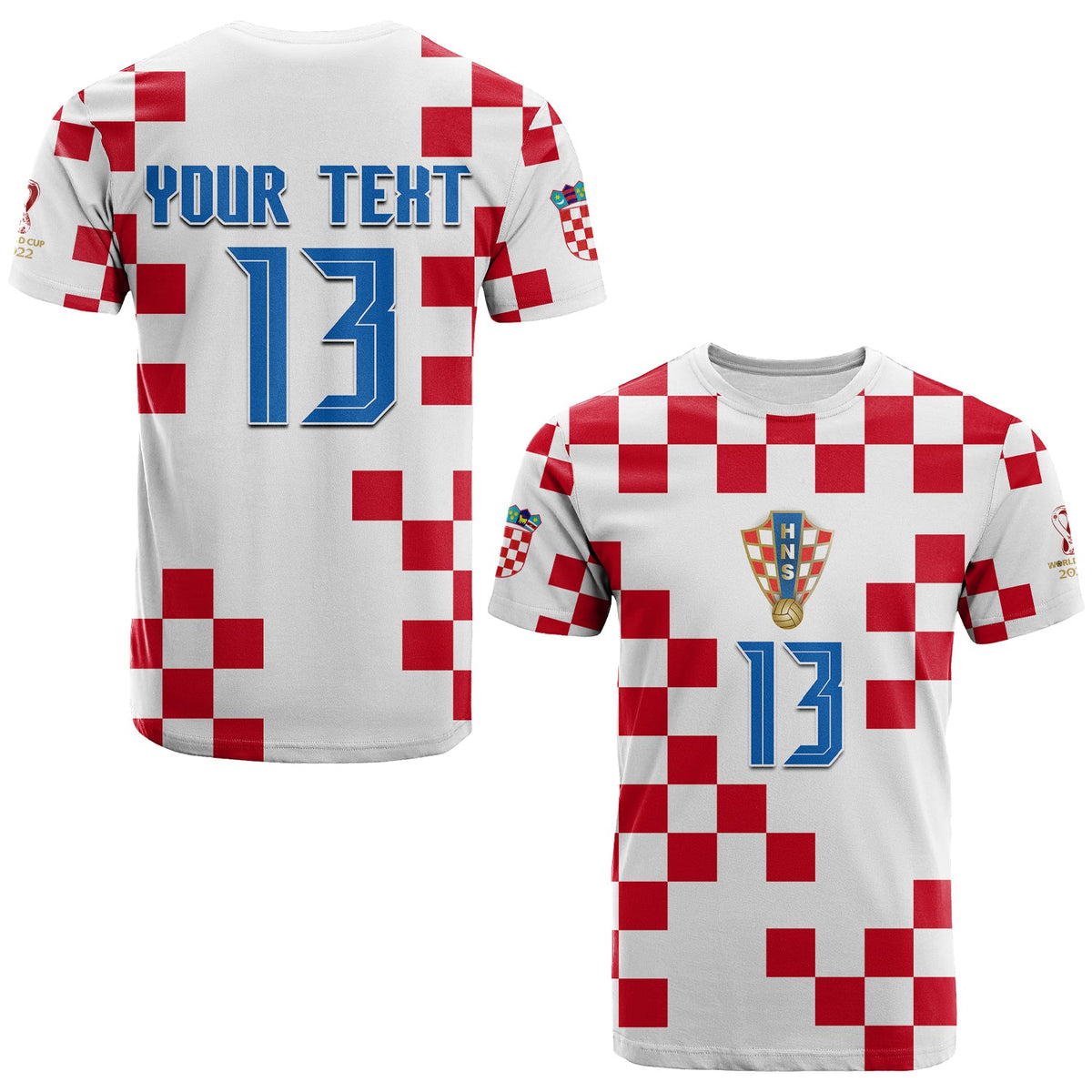 Custom Croatia Football T Shirt World Cup Champions 2022 Hrvatska LT13 - Shopicos