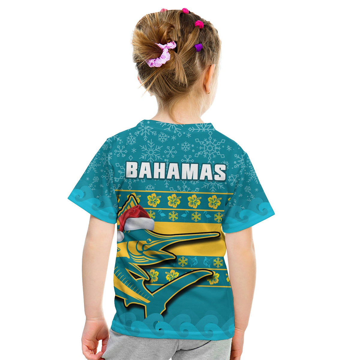 (Custom Personalised) Bahamas T Shirt KID Bahamian Blue Marlin Merry Christmas - Shopicos