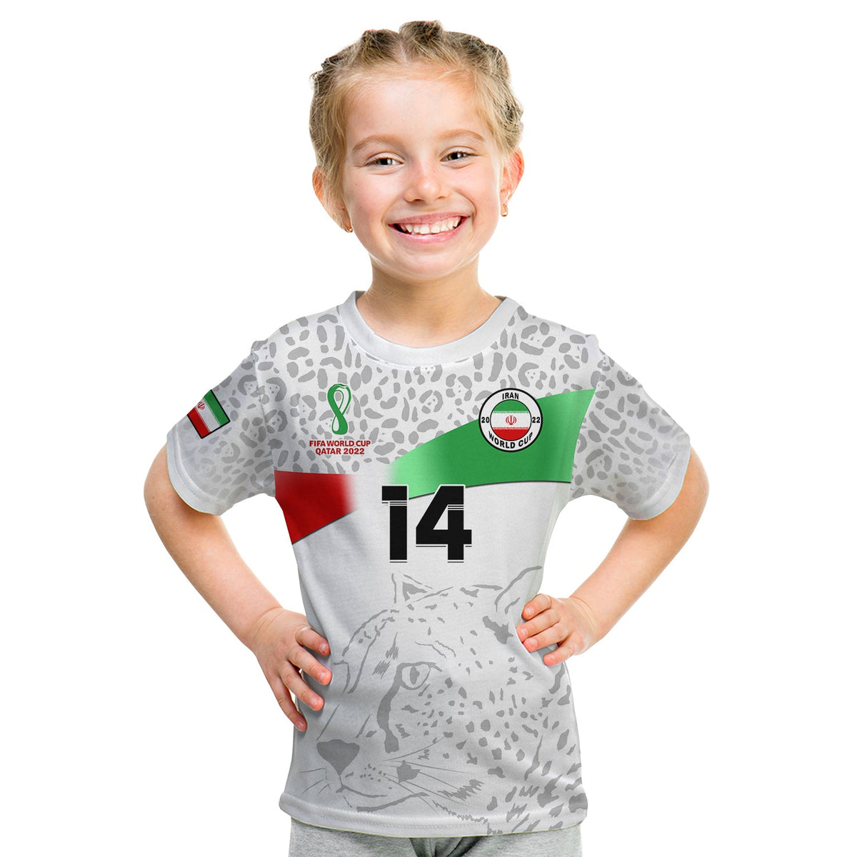 (Custom Text And Number) Iran Football T Shirt KID Team Melli World Cup 2022 - Shopicos