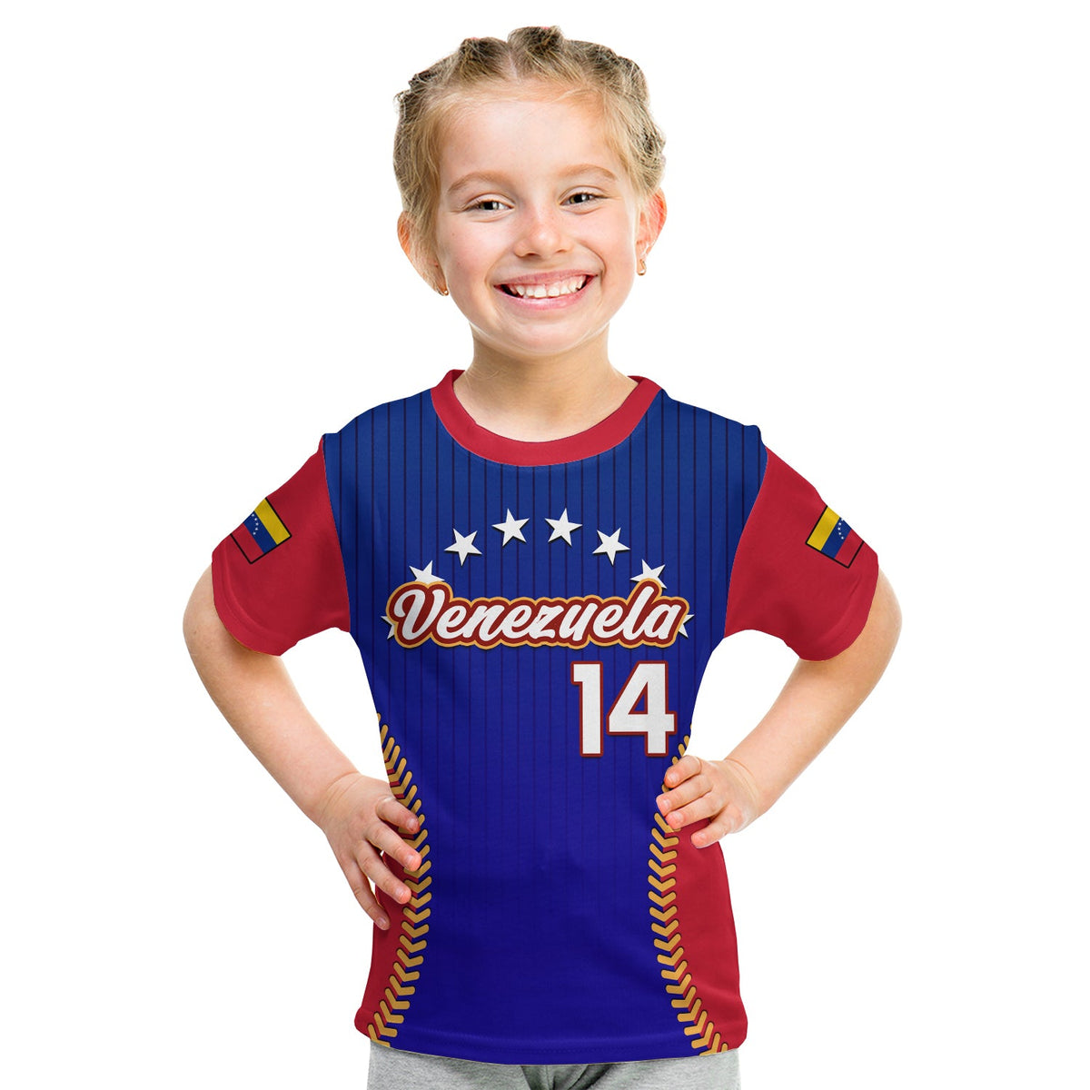 (Custom Text And Number) Venezuela 2023 T Shirt KID Baseball Sporty Version - Shopicos