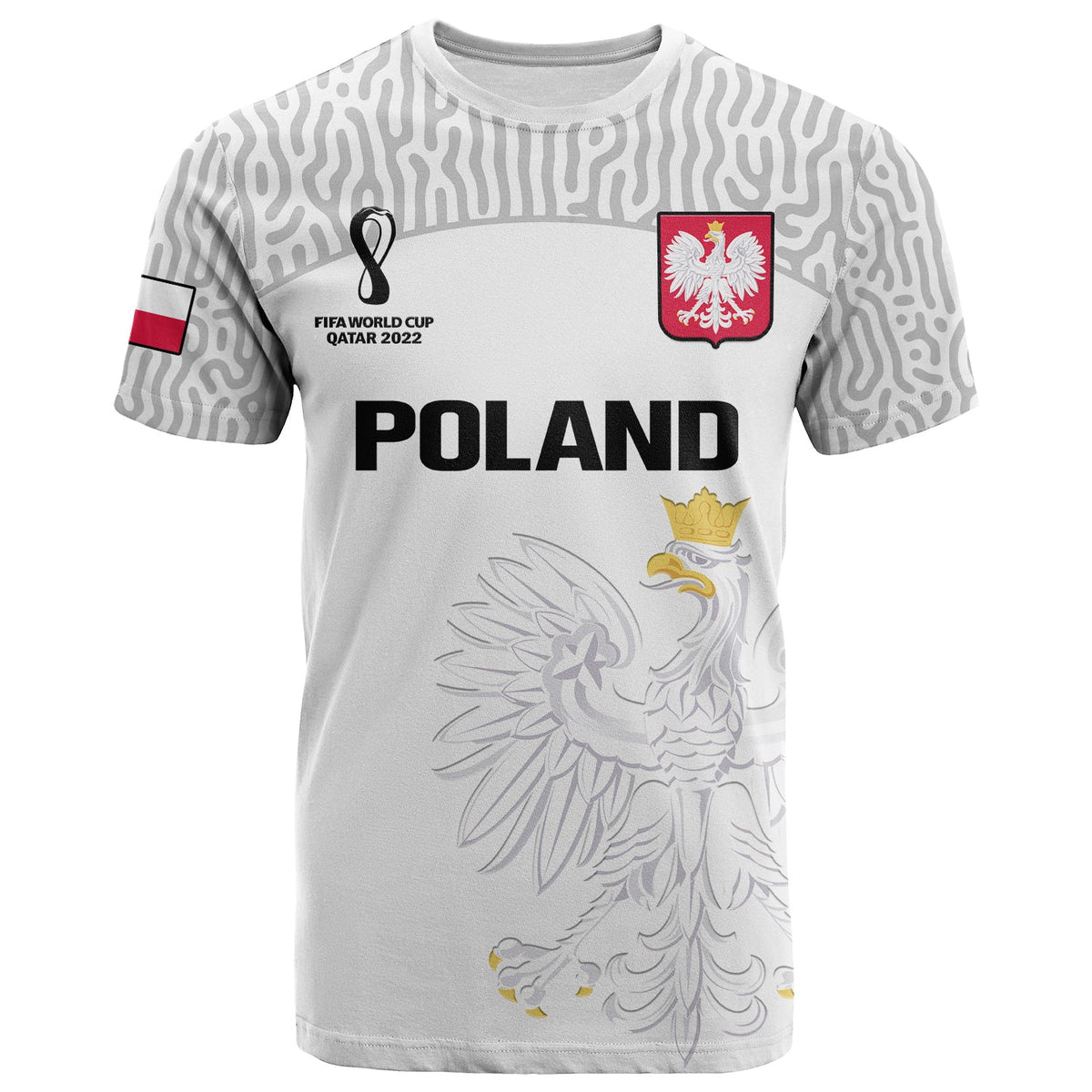 Poland Football T Shirt Polska World Cup 2022 White - Shopicos