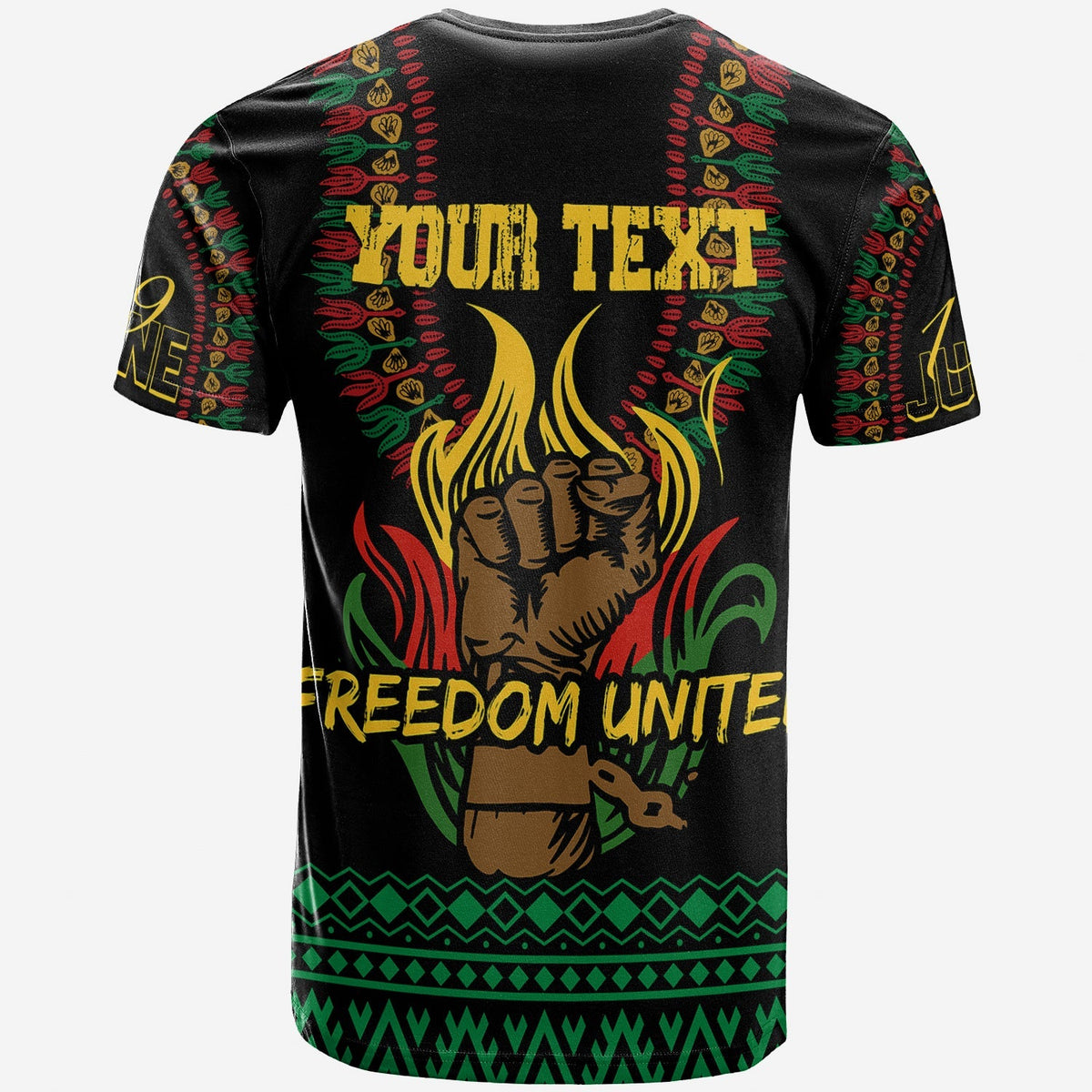 Juneteenth Dashiki Personalised T Shirt Freedom United Pan African Flag - Shopicos