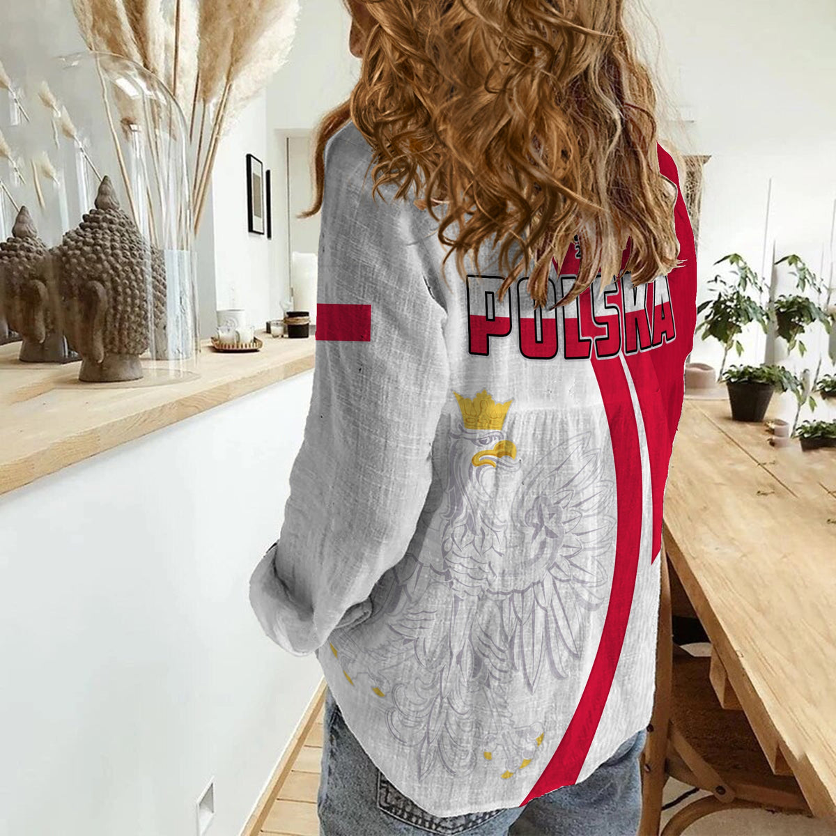 Poland Football Women Casual Shirt Come On Biao Czerwoni Soccer Polski Champions World Cup LT13 - Shopicos