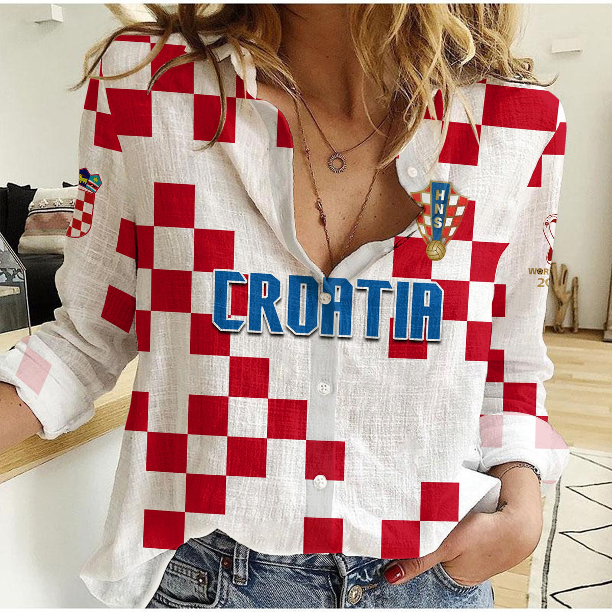 Croatia Football Women Casual Shirt World Cup Champions 2022 Hrvatska LT13 - Shopicos