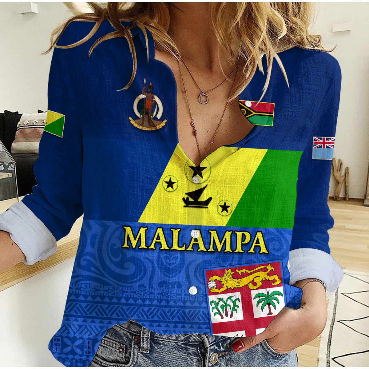 (Custom Personalised) Malampa Fiji Day Women Casual Shirt Vanuatu Proud LT13 - Shopicos