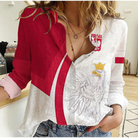 Poland Football Women Casual Shirt Come On Biao Czerwoni Soccer Polski Champions World Cup LT13 - Shopicos