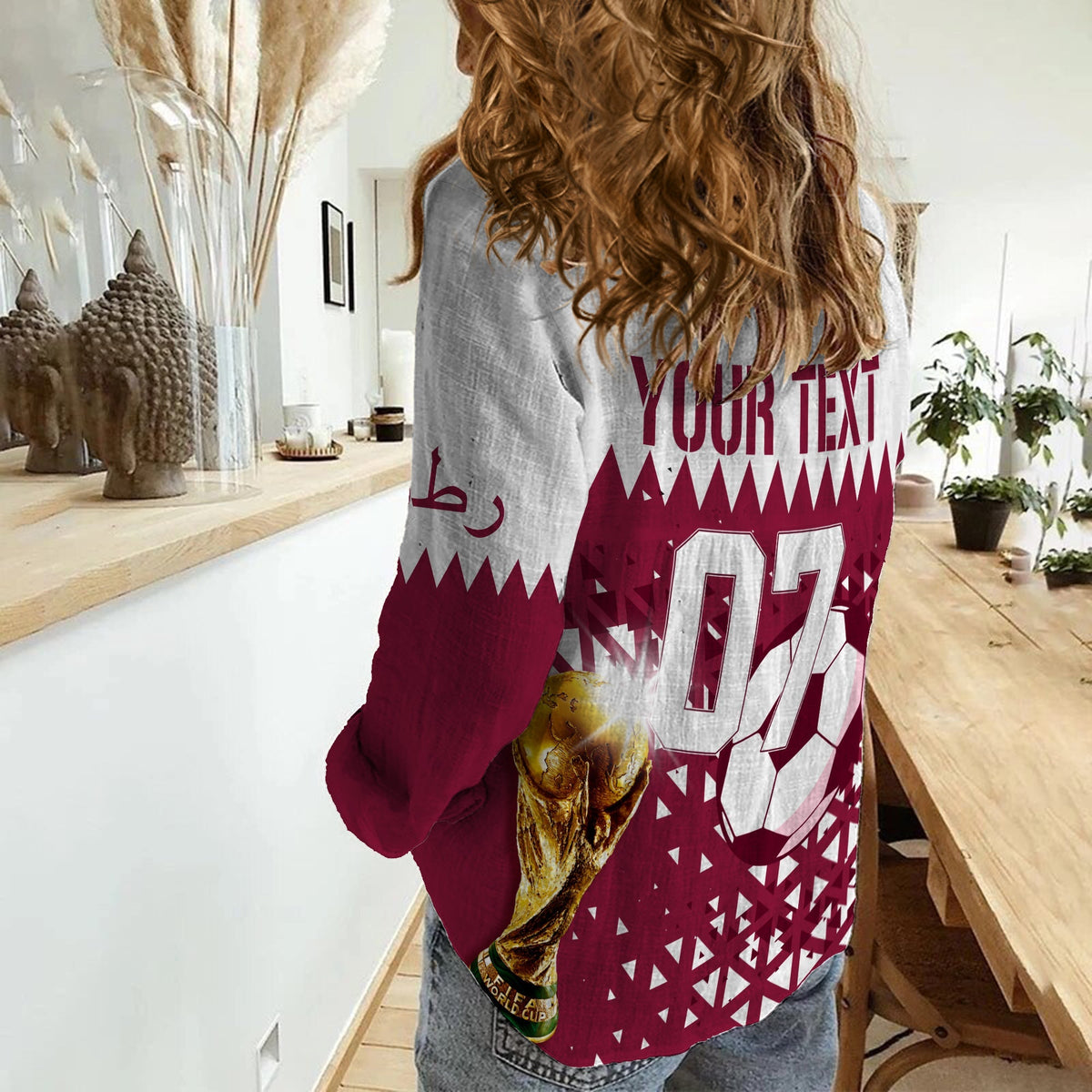 Personalised Qatar Women Casual Shirt World Cup 2022 Sporty Vibes - Shopicos