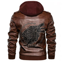 Viking Wolf Fenrir To Old Norse Mythology On White Leather Jacket RLT12 - Shopicos