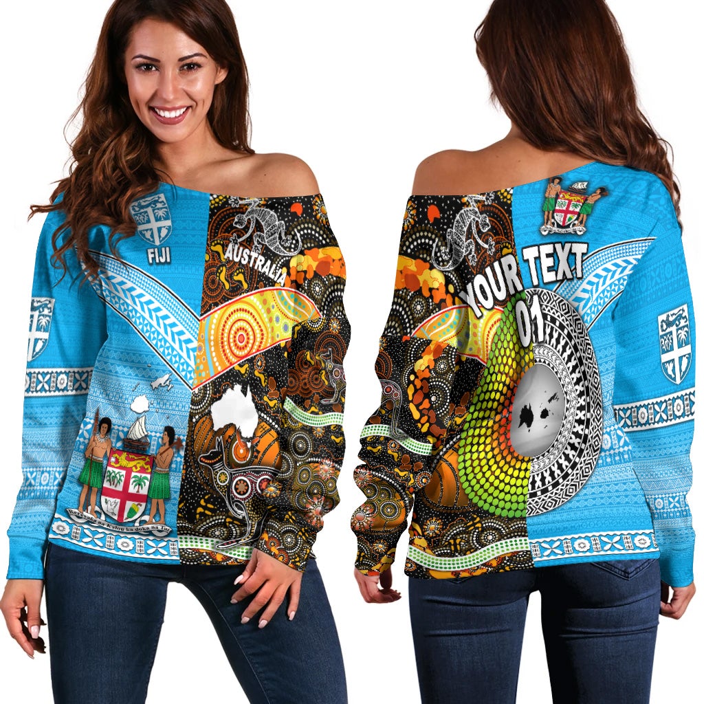 (Custom Personalised) Australia Aboriginal And Fiji Tapa Women Off Shoulder Together LT8 - Shopicos