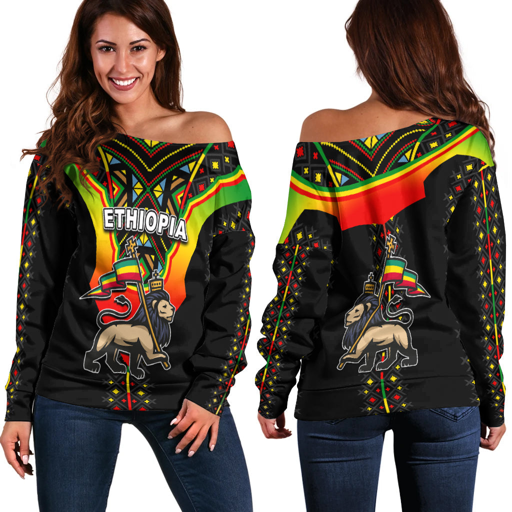 Ethiopia Off Shoulder Sweater Reggae Style No.2 LT6 - Shopicos