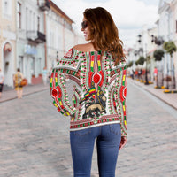 Ethiopia Off Shoulder Sweater Dashiki White Style LT6 - Shopicos