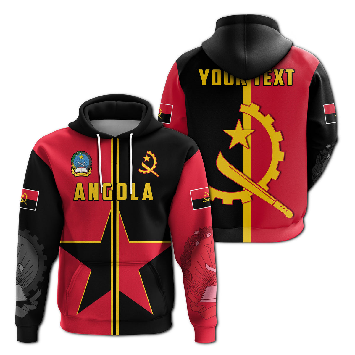 Custom Angola Hoodie Star and Flag Style Sporty 02 LT13 - Shopicos
