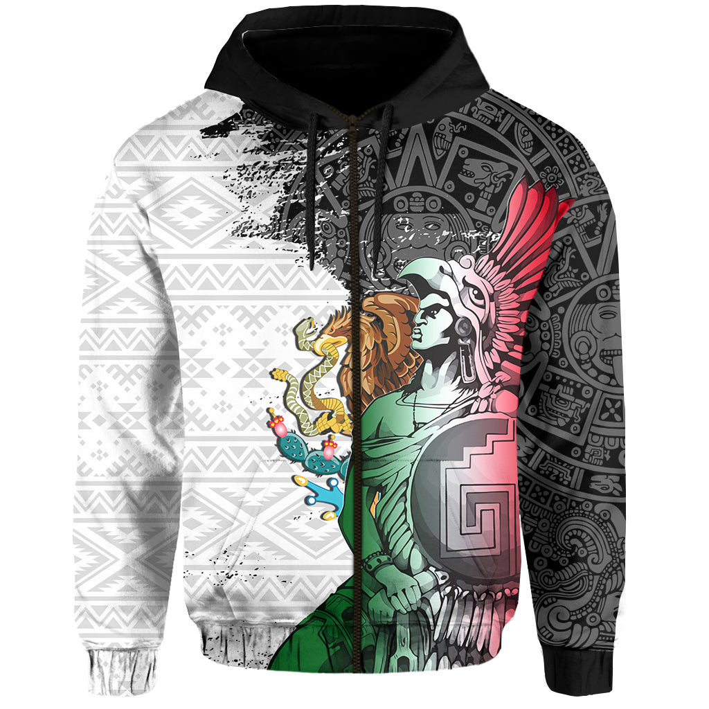 Custom Mexican Tribal Aztec Warriors Zip Hoodie Eagle Warriors - Shopicos