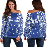 (Custom Personalised) Gambier Islands Tribal Tattoo Women Off Shoulder Sweater LT12 - Shopicos
