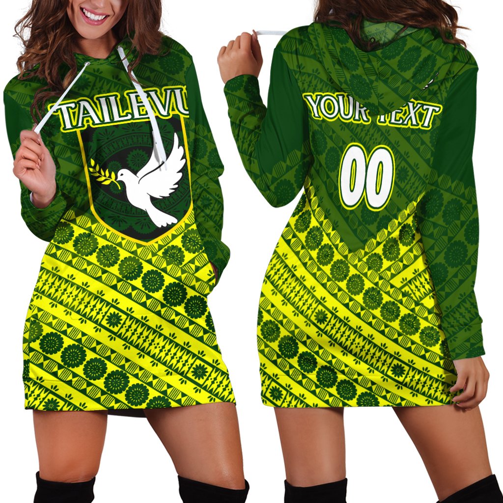 (Custom Personalised) Tailevu Rugby Union Fiji Hoodie Dress - Tapa Pattern LT12 - Shopicos