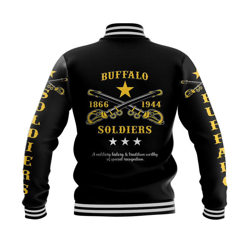 (Custom Personalised) Buffalo Soldiers Baseball Jacket African American Military Original Style - Black LT8 - Shopicos