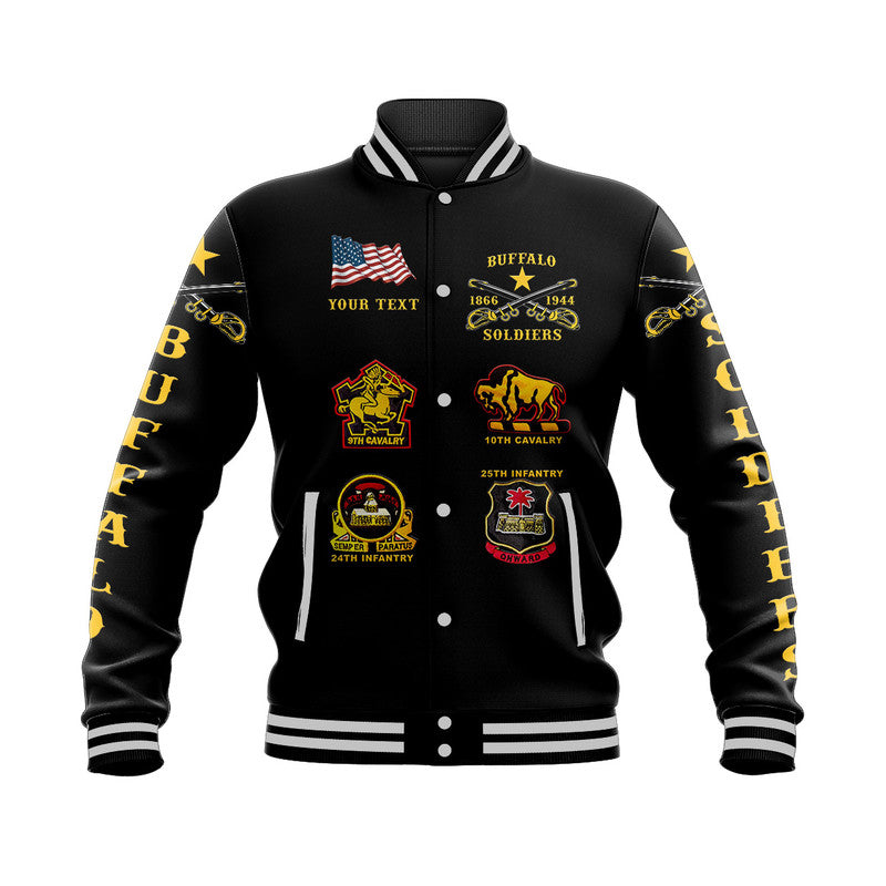 (Custom Personalised) Buffalo Soldiers Baseball Jacket African American Military Original Style - Black LT8 - Shopicos