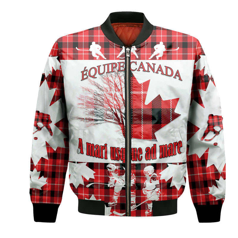 (Custom Personalised) Fathers Day - Canada Hockey Bomber Jacket - Maple Leaf Tartan LT9 - Shopicos