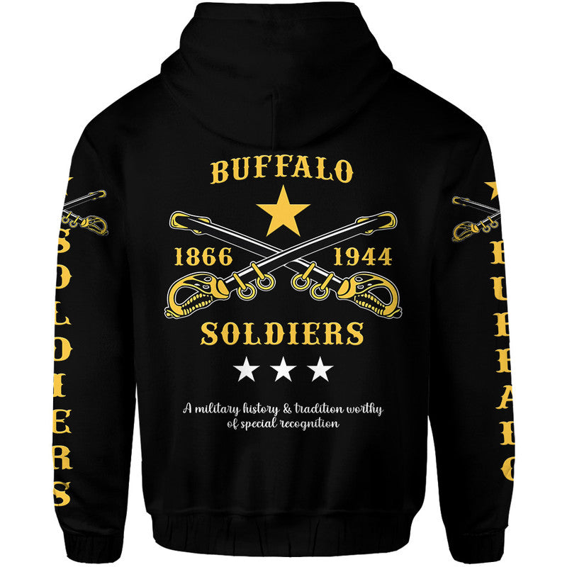 Custom Buffalo Soldiers Hoodie African American Military Simple Style Black LT8 - Shopicos