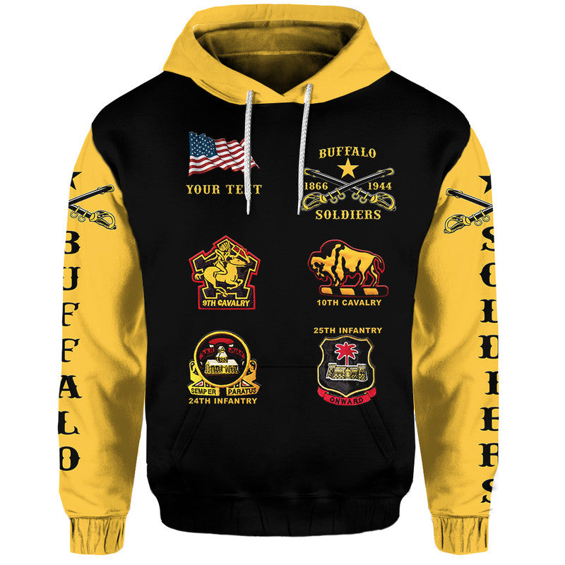 Custom Buffalo Soldiers Hoodie African American Military Original Style Black Gold LT8 - Shopicos