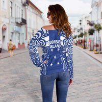 (Custom Personalised) Gambier Islands Tribal Tattoo Women Off Shoulder Sweater LT12 - Shopicos