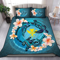 (Custom) Hawaii Quilt Bed Set - Blue Plumeria Animal Tattoo Personal Signature - Shopicos