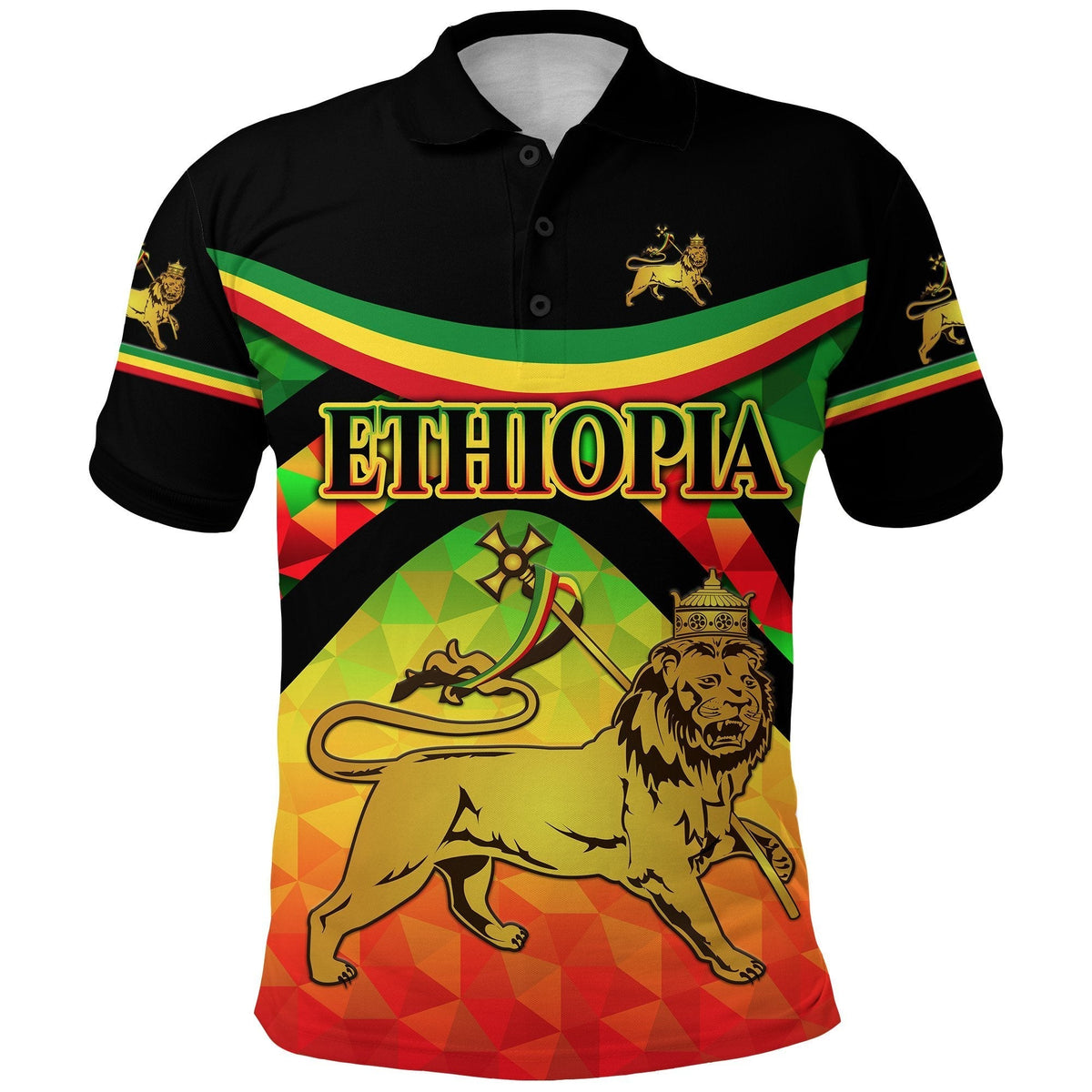 Ethiopia Lion Of Judah Polo Shirt Vibes Version LT8 - Shopicos