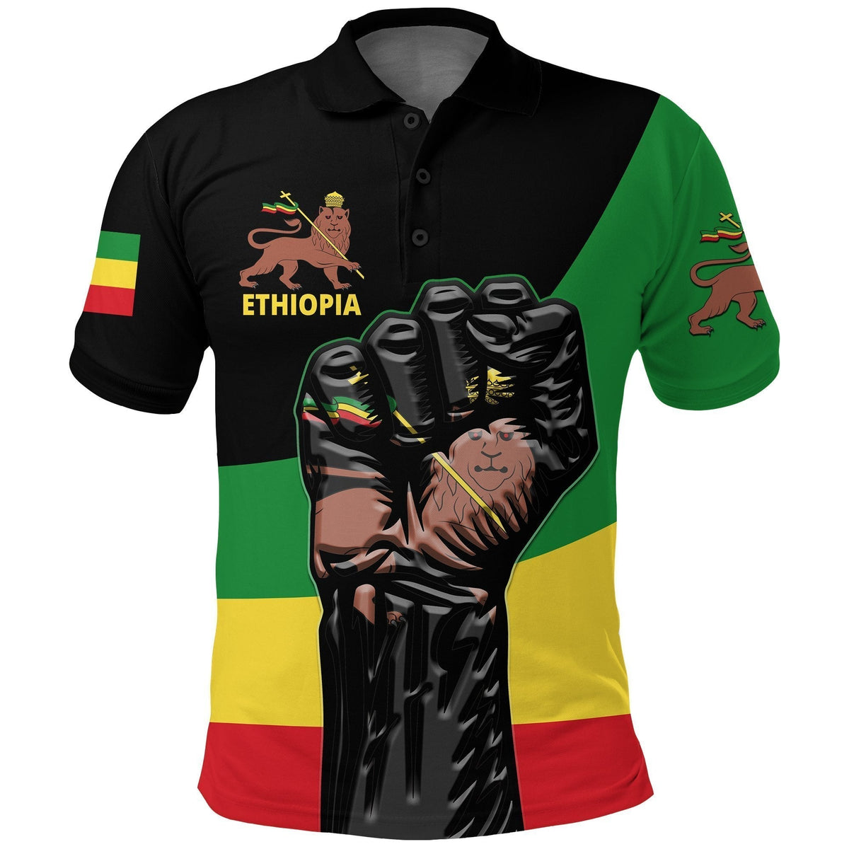Freedom Ethiopia Polo Shirt Lion of Judah - Shopicos