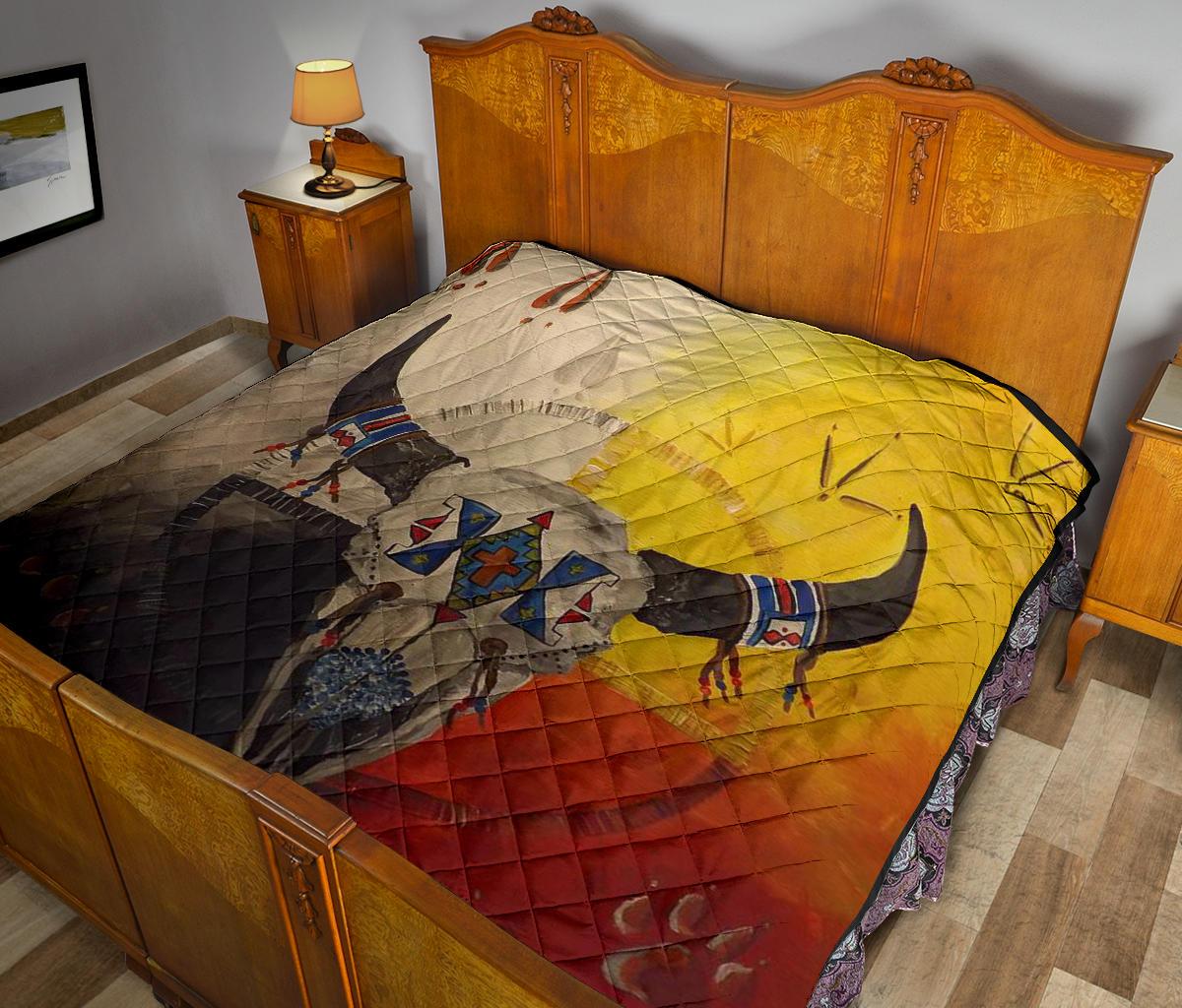 Bison Medicine Wheels Native American Premium Quilt LT10 - Shopicos