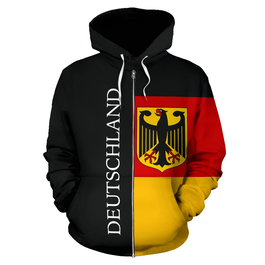 Germany Hoodie Flag Half Coat Of Arms Zip Up - Shopicos