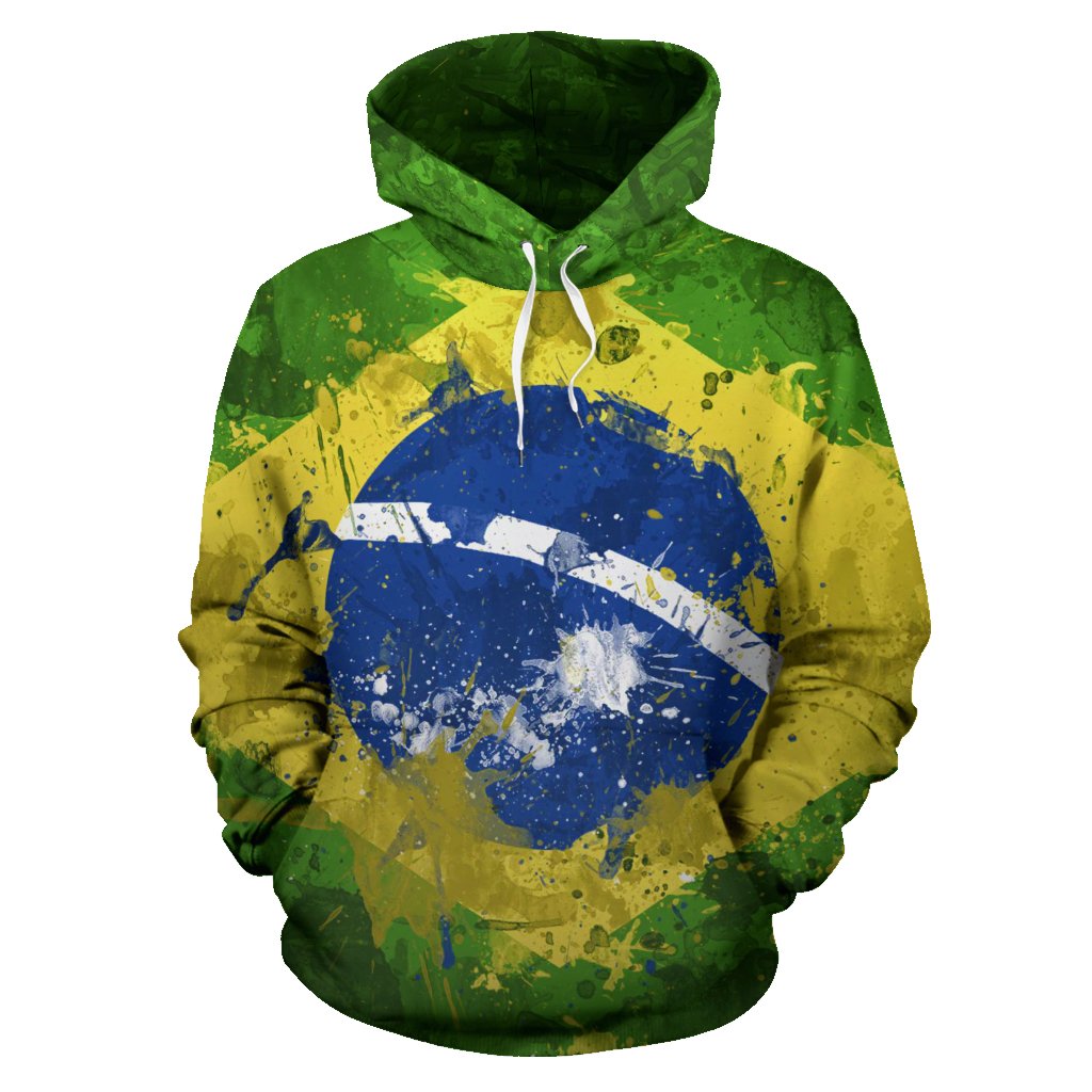 Brazil Hoodie Brazil Flag Painting - Shopicos