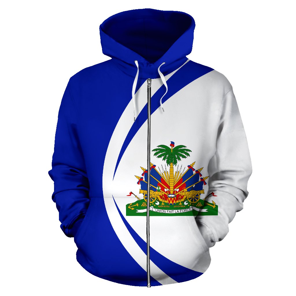 Haiti Coat of Arms Zip Up Hoodie Circle Style - Shopicos