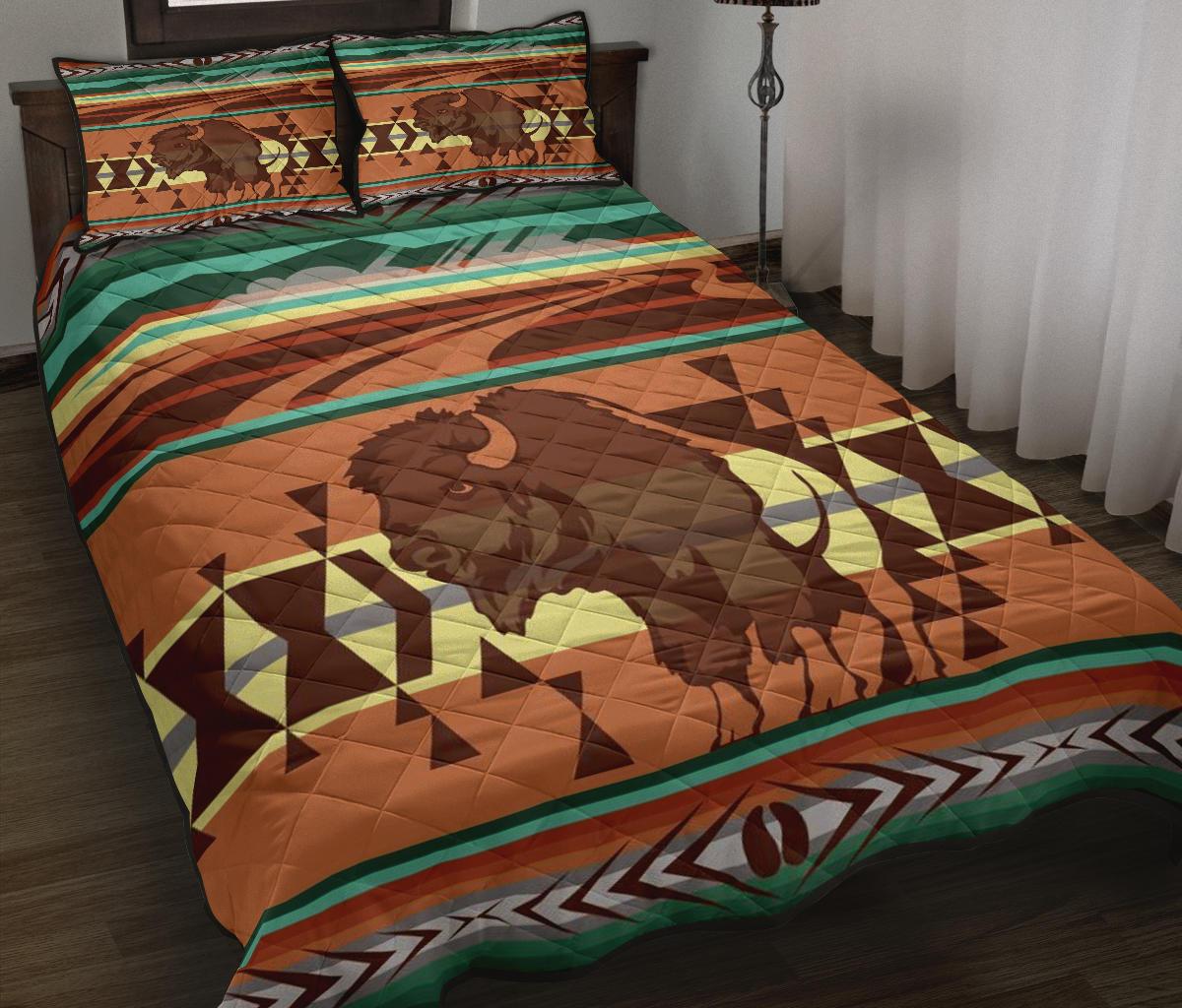 Bison Native American Quilt Bed Set LT10 - Shopicos