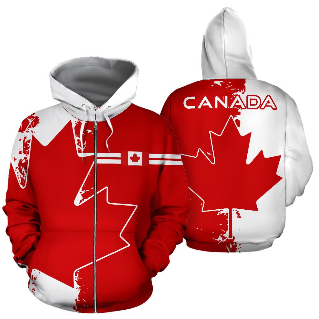 Canada Maple Leaf Zip Up Hoodie Mystic Style - Shopicos