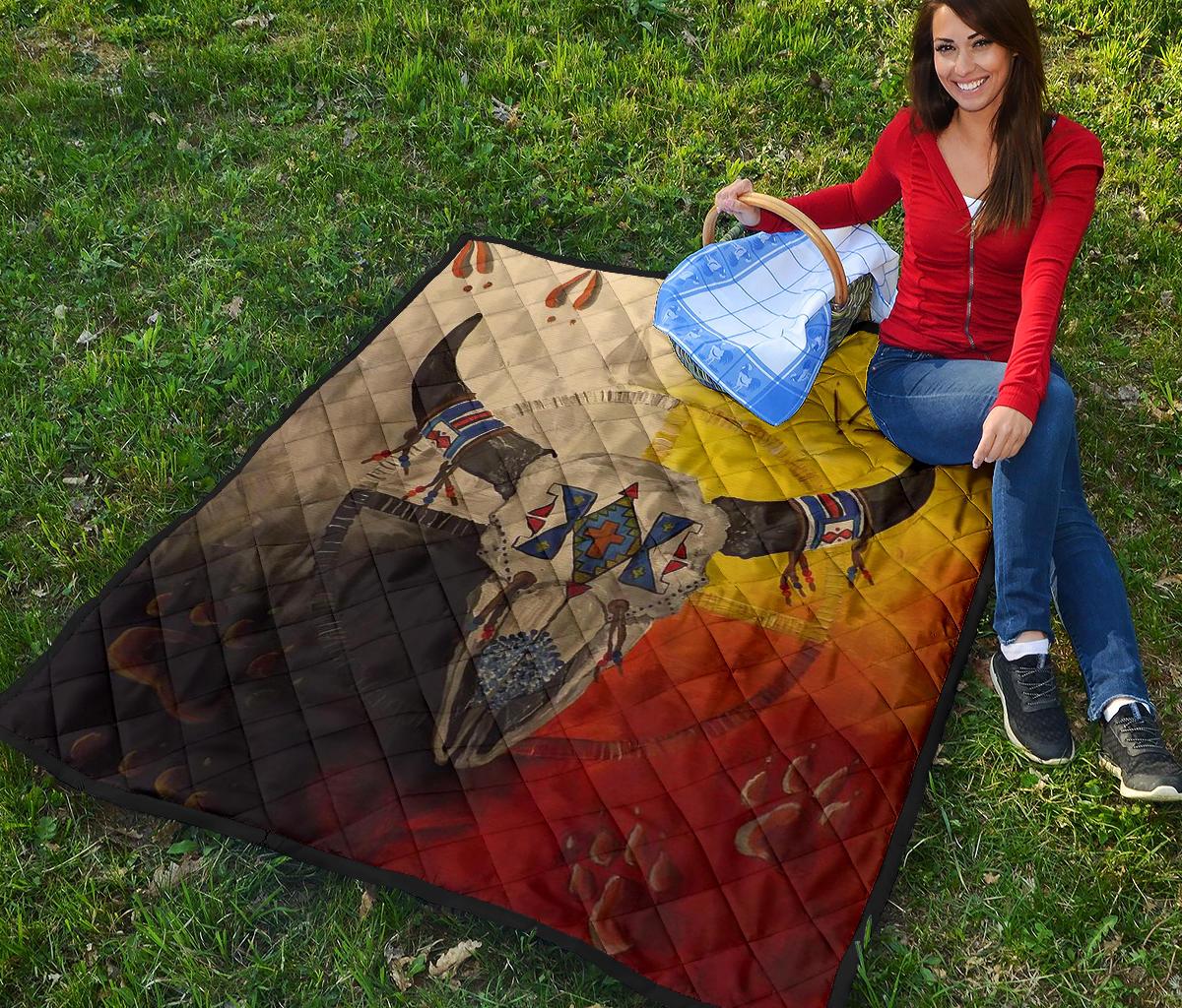 Bison Medicine Wheels Native American Premium Quilt LT10 - Shopicos