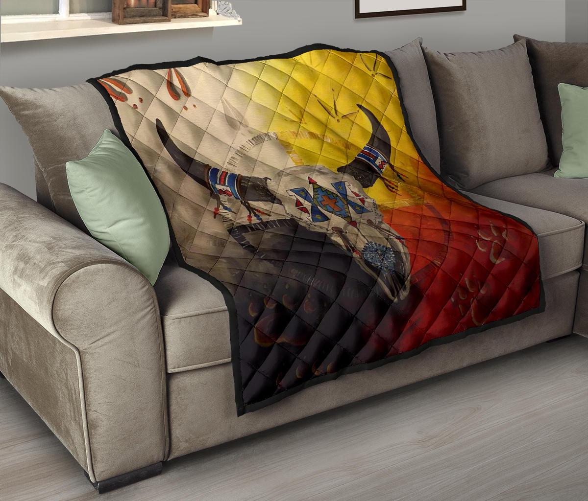 Bison Medicine Wheels Native American Premium Quilt LT10 - Shopicos