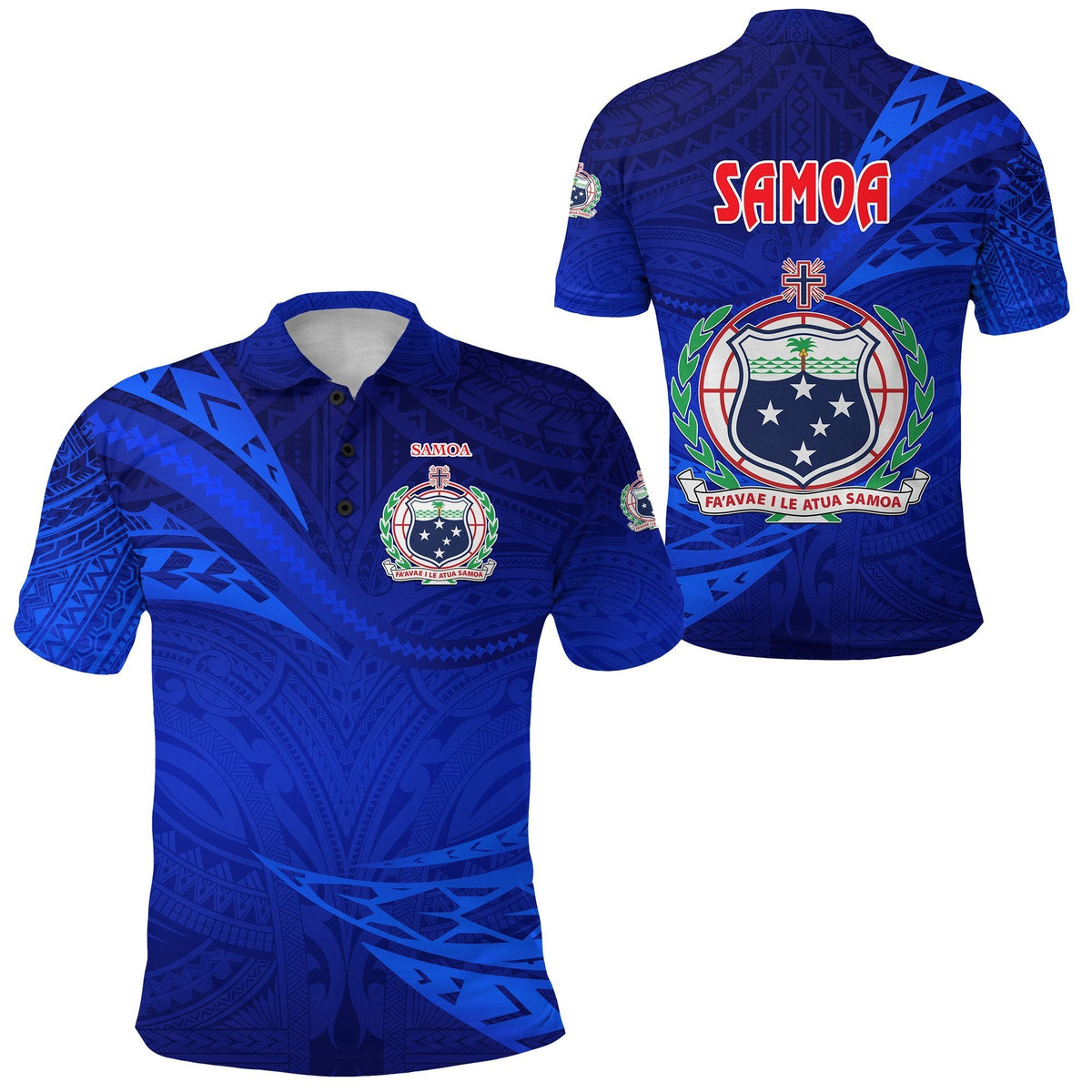 Manu Samoa Rugby Polo Shirt Unique Version Full Blue - Shopicos