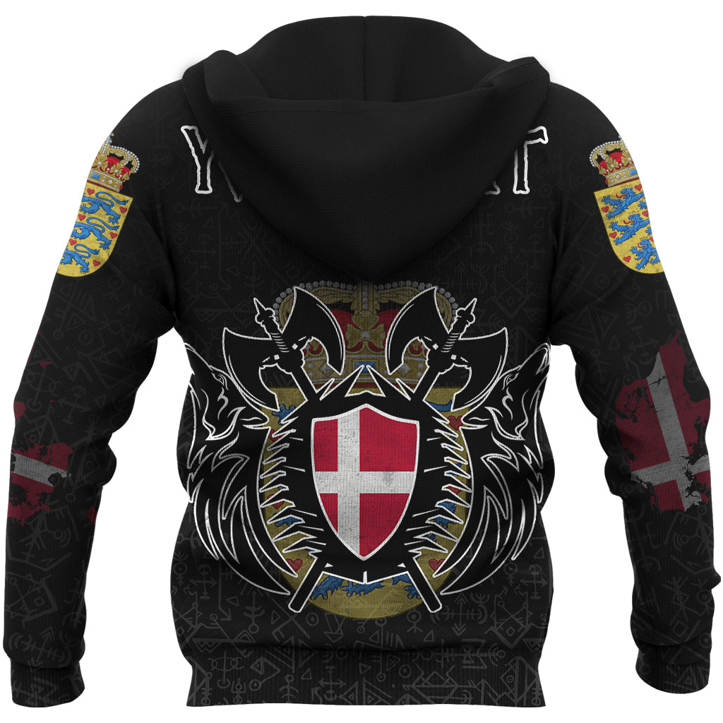 Custom Viking Denmark Flag and Map Hoodie style Viking Geri and Freki RLT12 - Shopicos