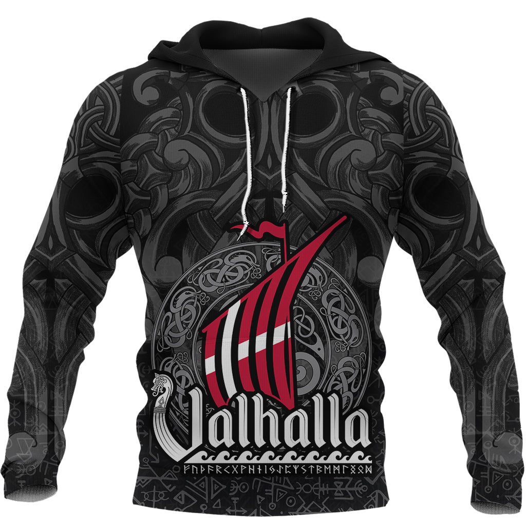 Custom Viking Hoodie Denmark Odin And Drakkar RLT12 - Shopicos