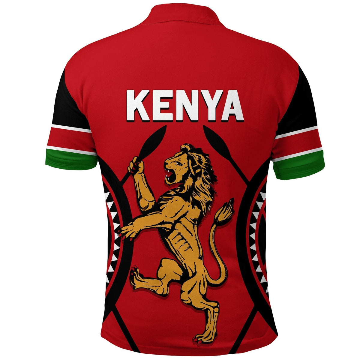Kenya Lion Polo Shirt Maasai Shield - Shopicos