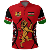 Kenya Lion Polo Shirt Maasai Shield - Shopicos