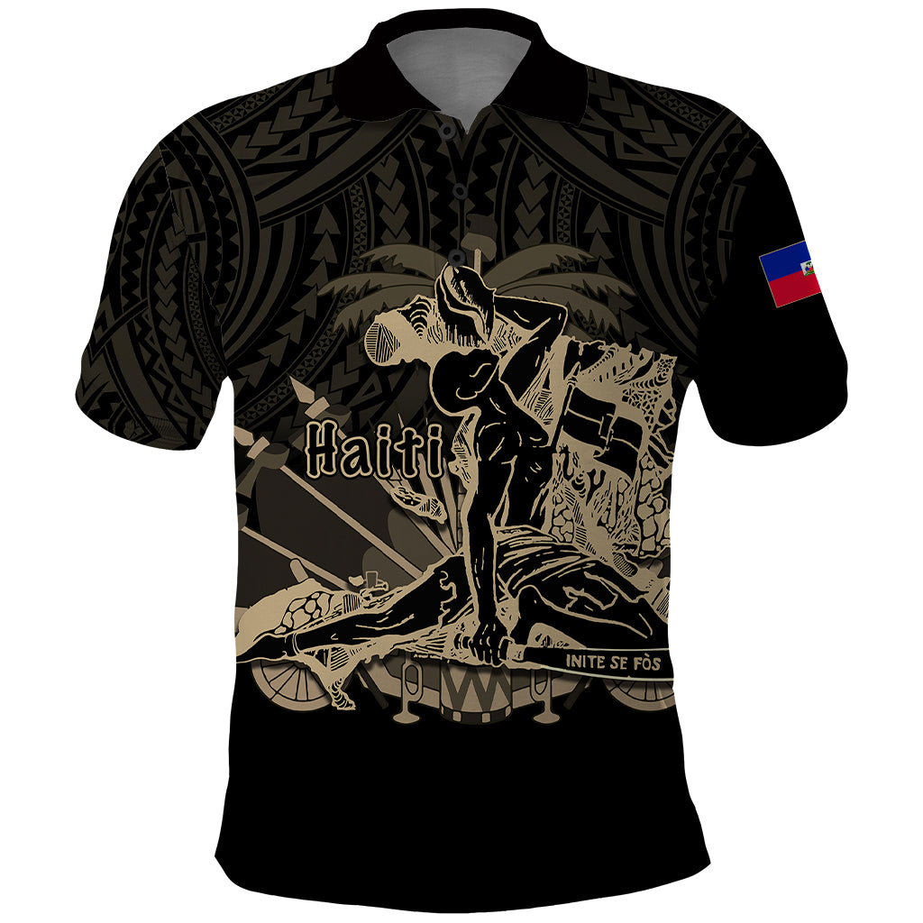 Custom Haiti Polo Shirt Polynesian Neg Maron Black Style LT6 - Shopicos