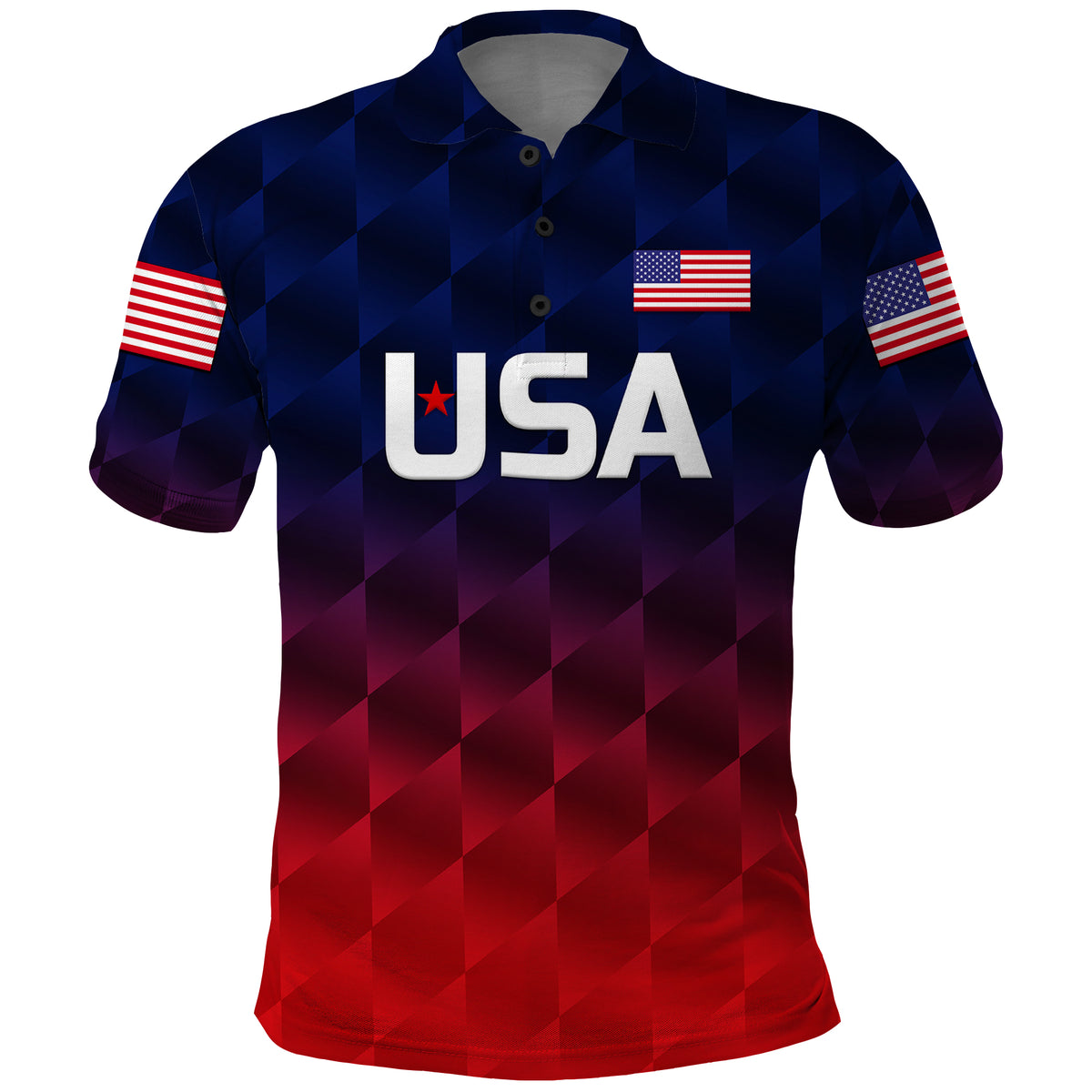 Custom United States National Cricket Polo Shirt Team USA Cricket Gradient Navy Red LT8 - Shopicos
