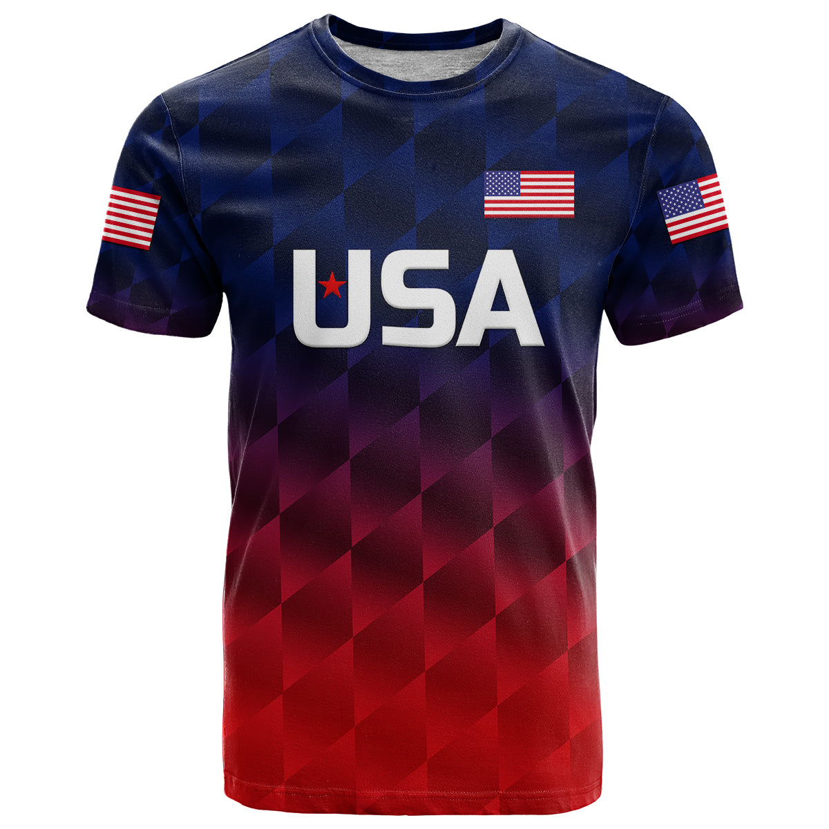 Custom United States National Cricket T Shirt Team USA Cricket Gradient Navy Red LT8 - Shopicos