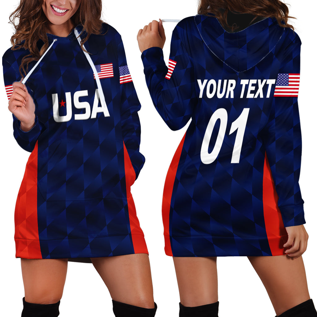 (Custom Personalised) United States National Cricket Hoodie Dress Team USA Cricket Navy LT8 - Shopicos